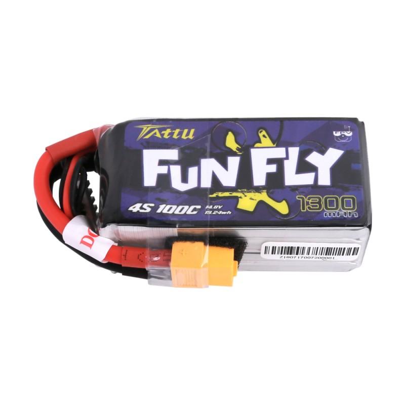 Gens Ace  1300mAh 14.8V 100C 4S1P TATTU Funfly Series Lipo Battery Pack with XT60