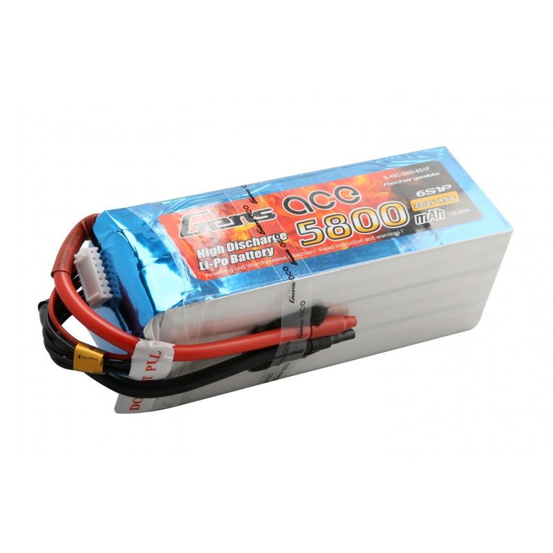 Gens ace  5800mAh 22,2V 45C 6S1P Lipo Battery Pack